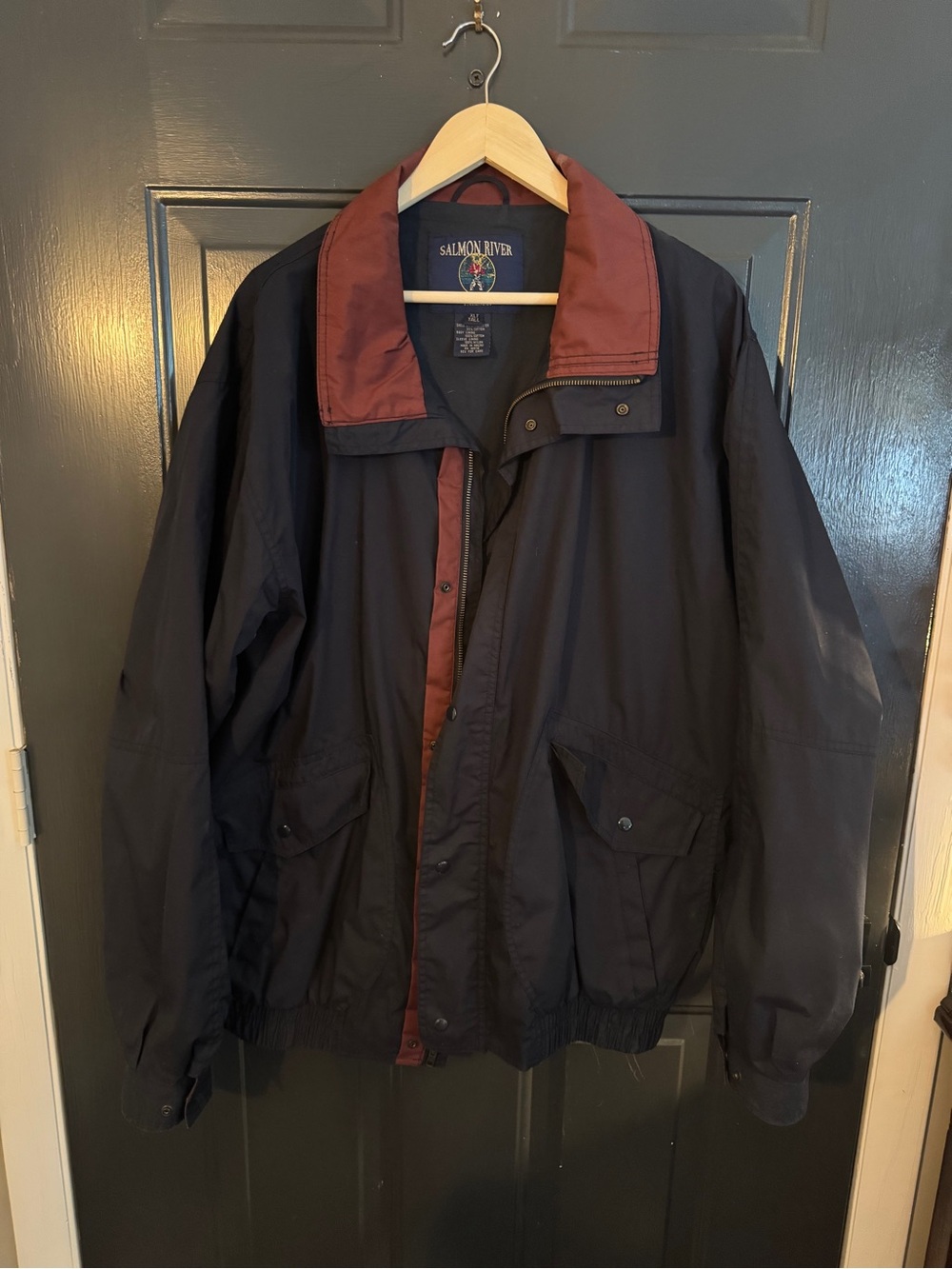 Men's Navy Raincoat with Rust Trim